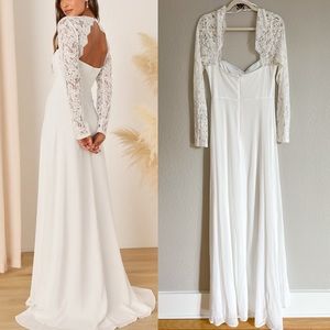 Lulu's White Long Sleeve Lace Dress